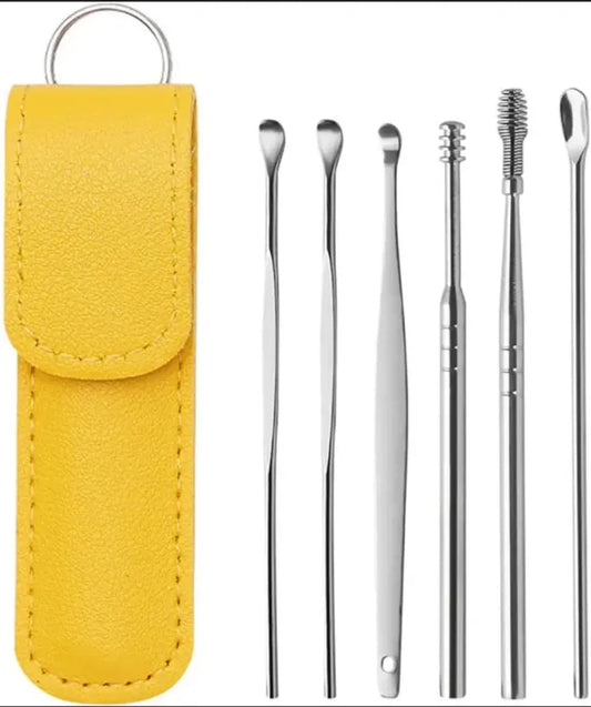 6Pcs Reusable Ear Cleaner Tool Set With Pouch