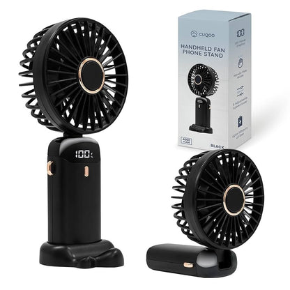 Digital Display Portable Mini Fan – 5-in-1 USB-C Rechargeable Handheld Fan With Phone Stand (Random Color)