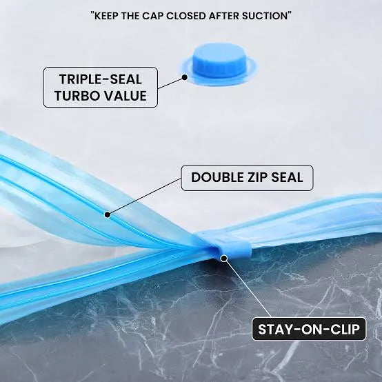 Reusable Vacuum Storage Sealed Bag Set (Pack of 5) with Hand Pump