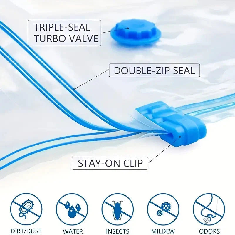 Reusable Vacuum Storage Sealed Bag Set (Pack of 5) with Hand Pump