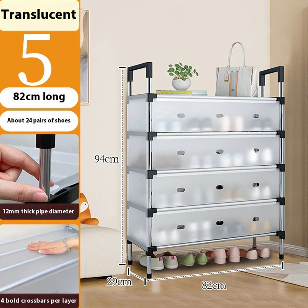 Modern Multi-Layer Shoe Storage Rack with Dustproof Cover & Handles