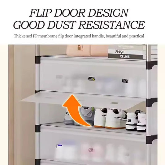Modern Multi-Layer Shoe Storage Rack with Dustproof Cover & Handles